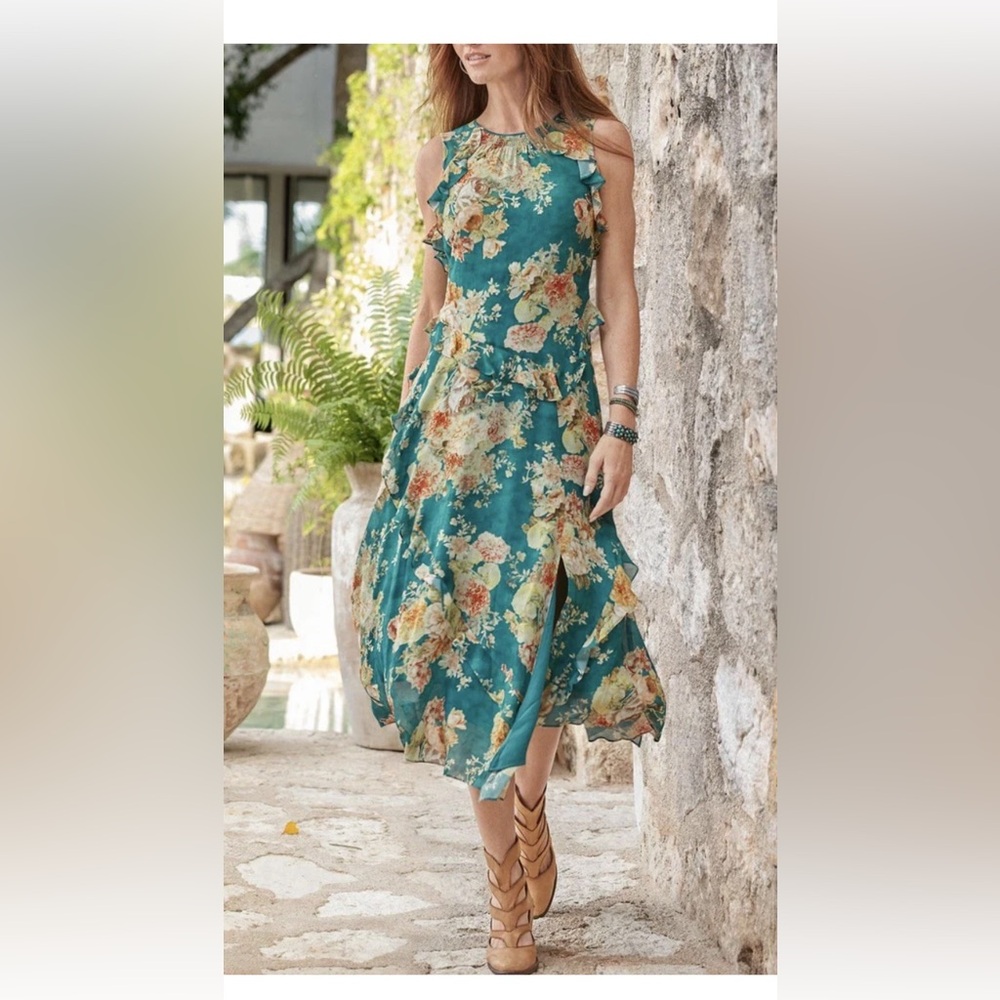 Sundance Teal Floral Midi Dress